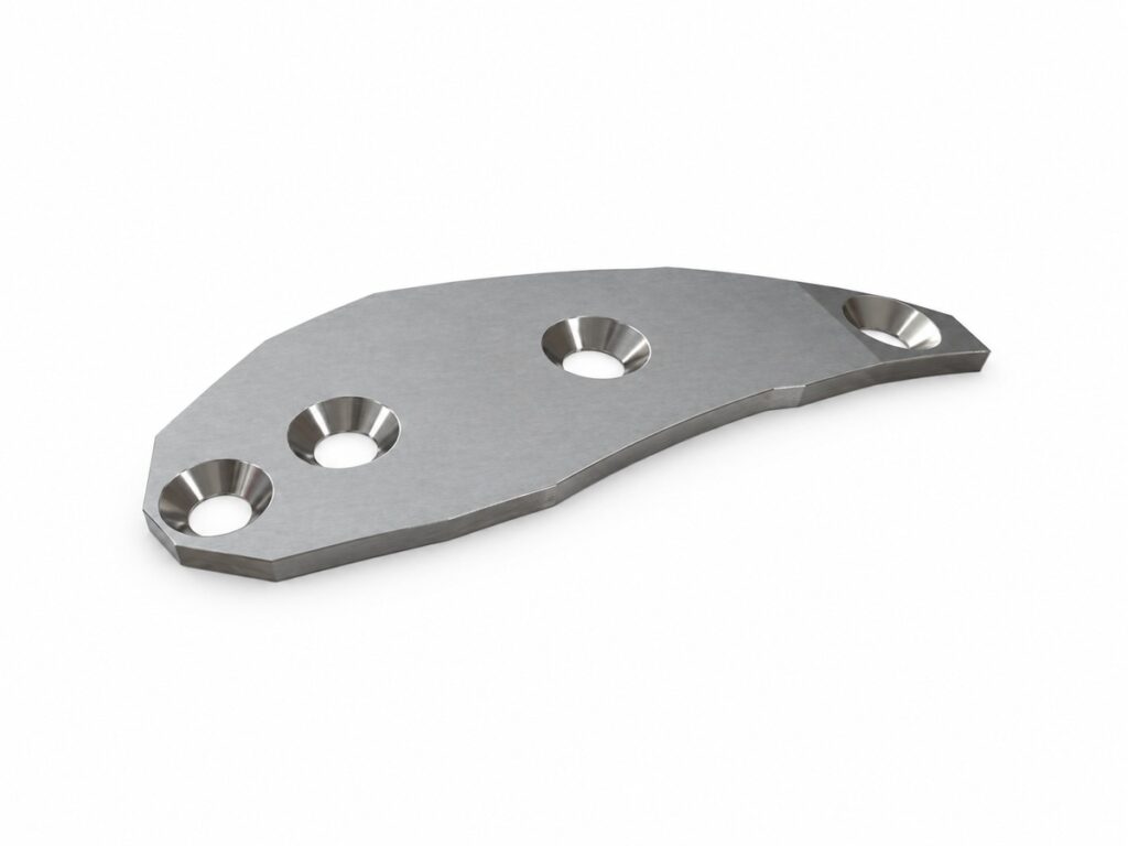 Cover plate 46x3x121 4 counter-sunk holes, stainless steel