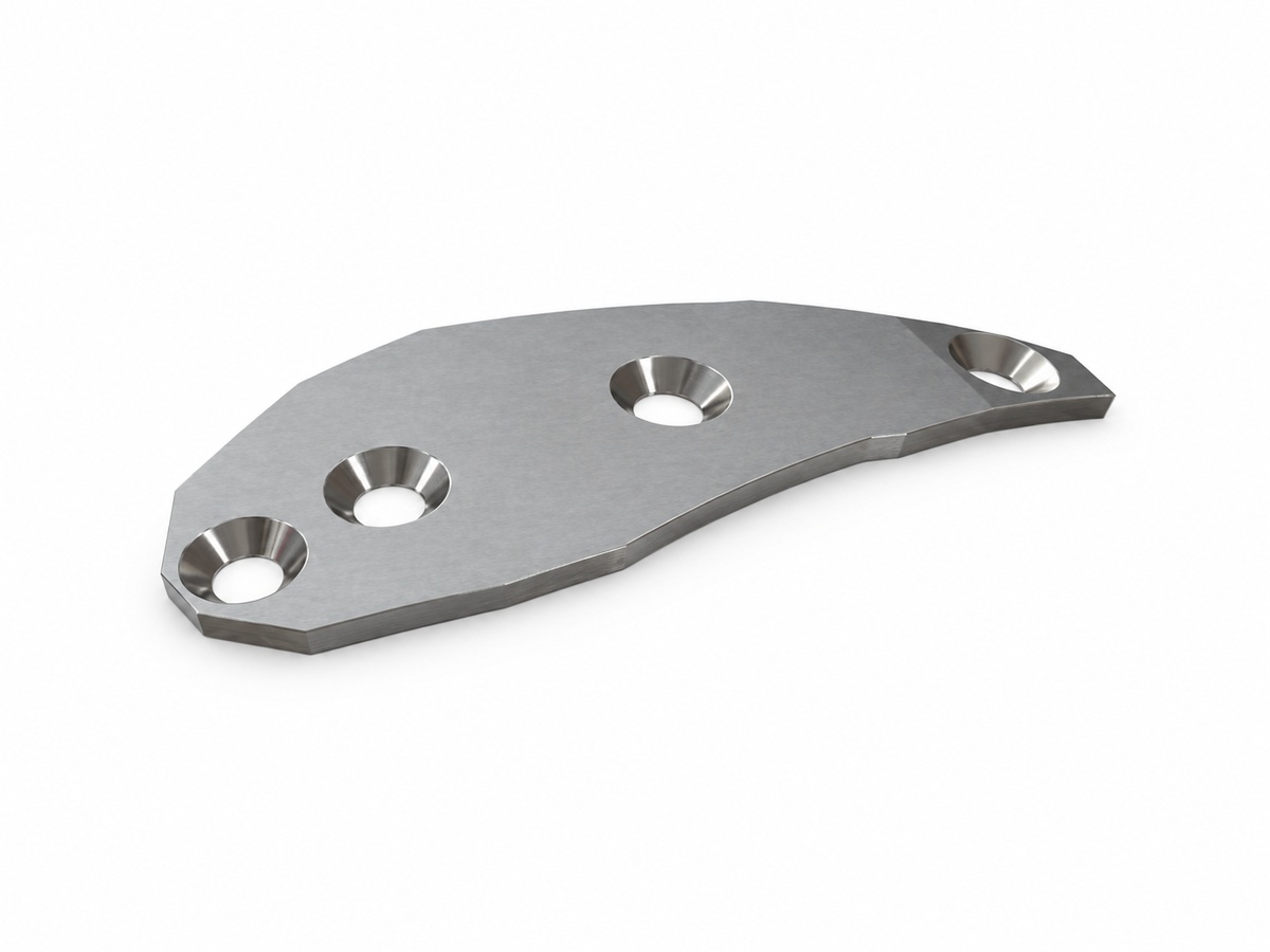 Cover plate 46x3x121 4 counter-sunk holes, stainless steel